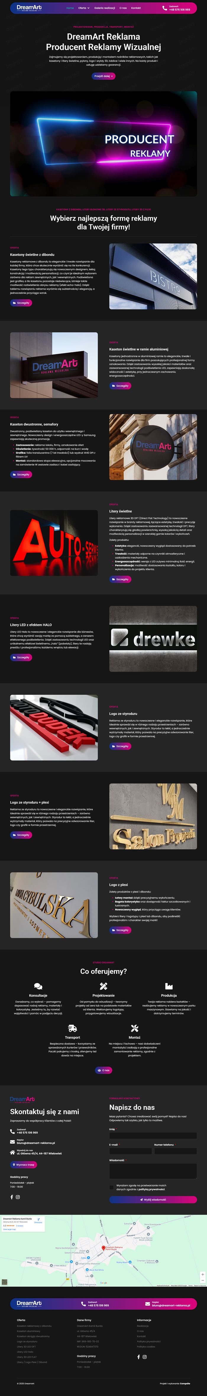 Strona dla agencji reklamy zewnętrznej