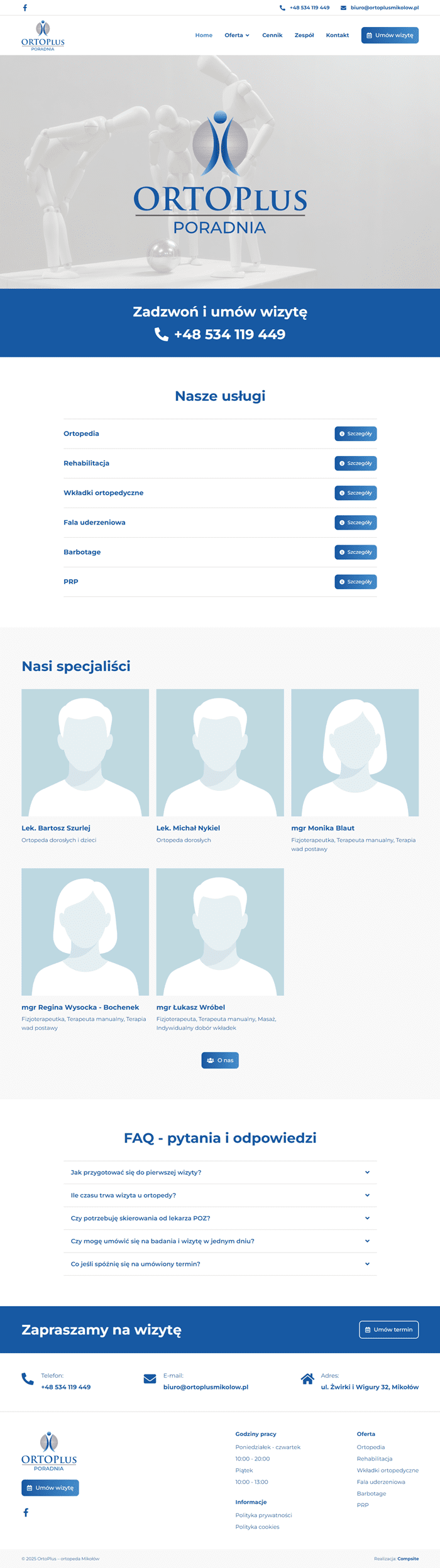 Strona internetowa dla poradni ortopedycznej w Mikołowie